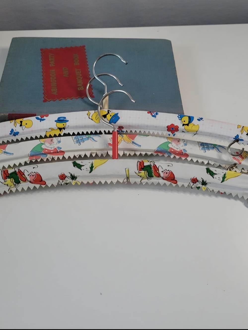 Children's Printed Padded Hangers - White with Multicolor Cartoon Print